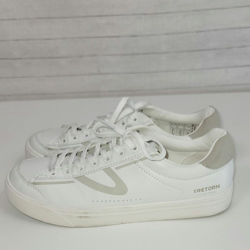 Tretorn “Hopper” Tennis Shoes in White w Taupe Detail, sz 9